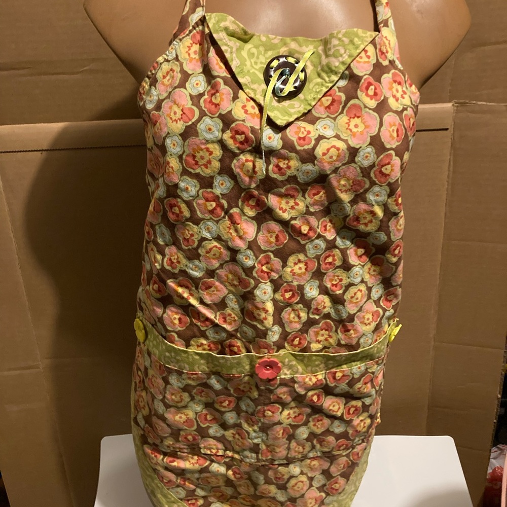 Homemade Floral Apron, Reversible/ One Size